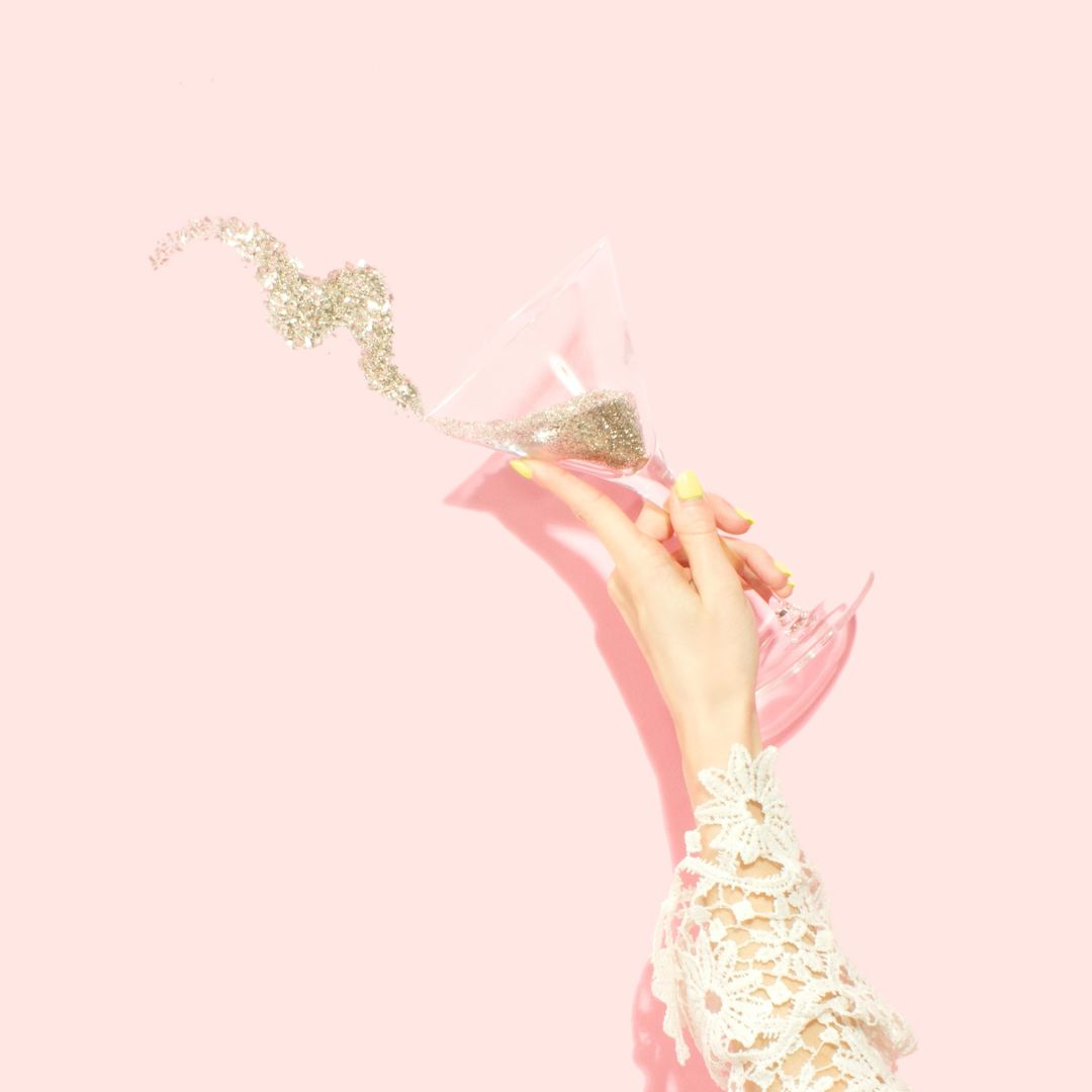 Pink background with sparkles for glass